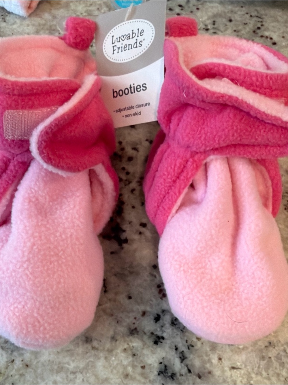 PatPat Pink Two-Tone Fleece Baby Booties